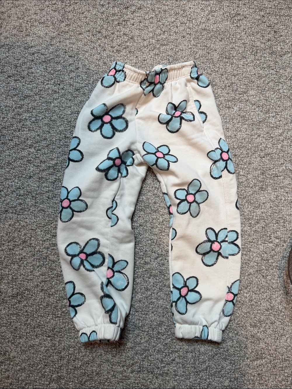 Zara Cream Joggers with Blue & Pink Floral Print